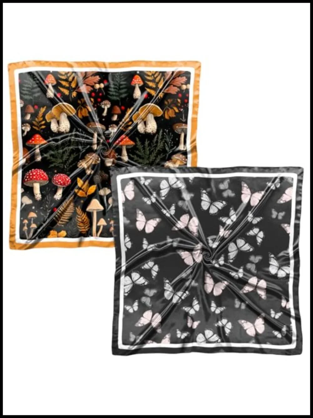 2 Pack Silk Feeling Square Satin Head Scarf Hair Wrap